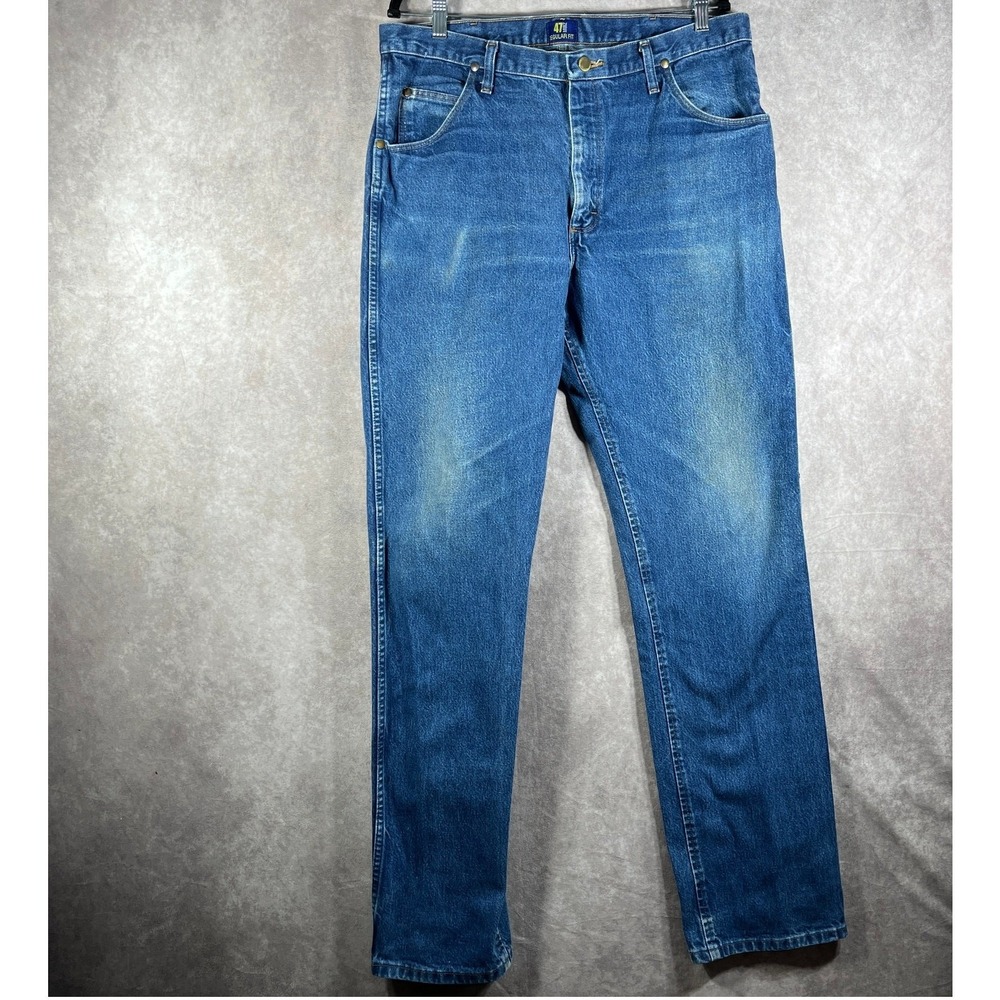 Wrangler Premium Performance Cowboy Cut Jeans Mens Size 37X36 Blue Rodeo Western